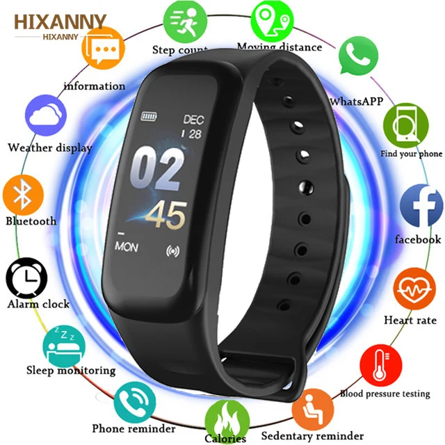 Топ Новинка C1Plus смарт браслет цветной экран измерение артериального давления