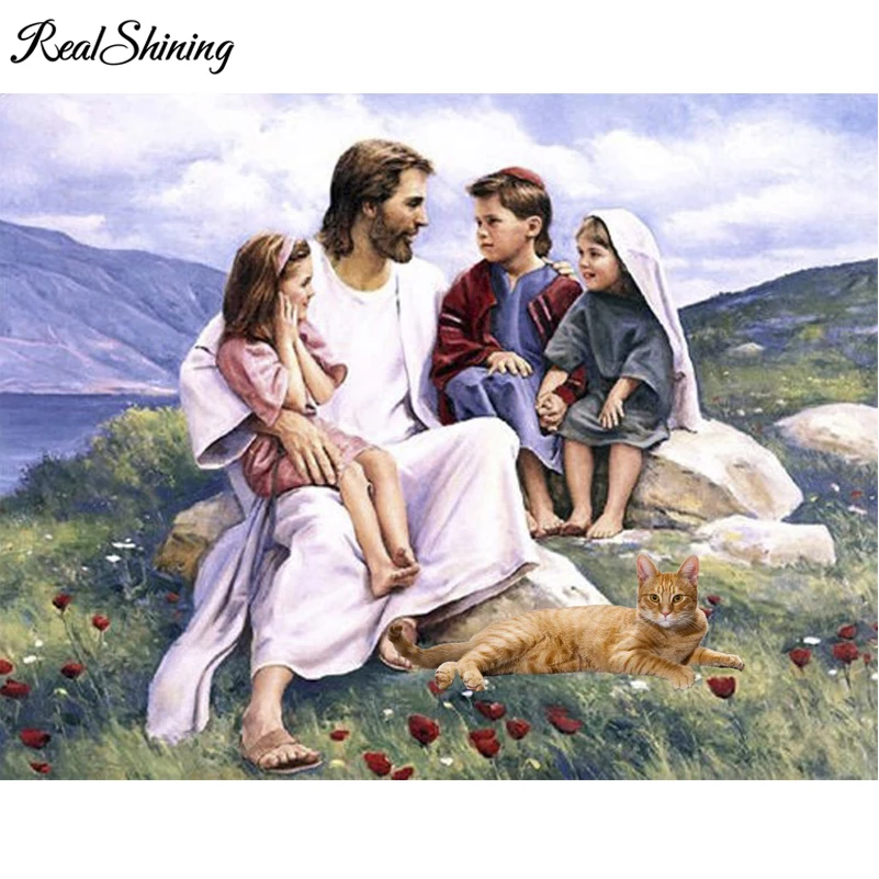 REALSHINING Religion Jesus kids diy Алмазная картина вышивка крестиком Мозаика пазл 5d полный
