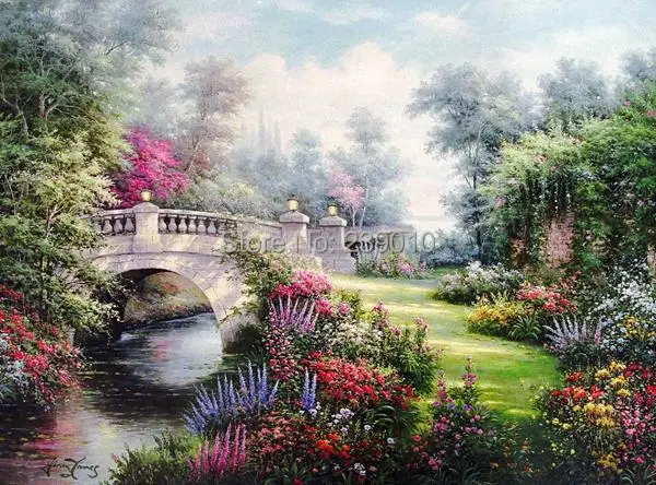 Пейзаж для сада холст картина маслом украшение на стену красивый классический