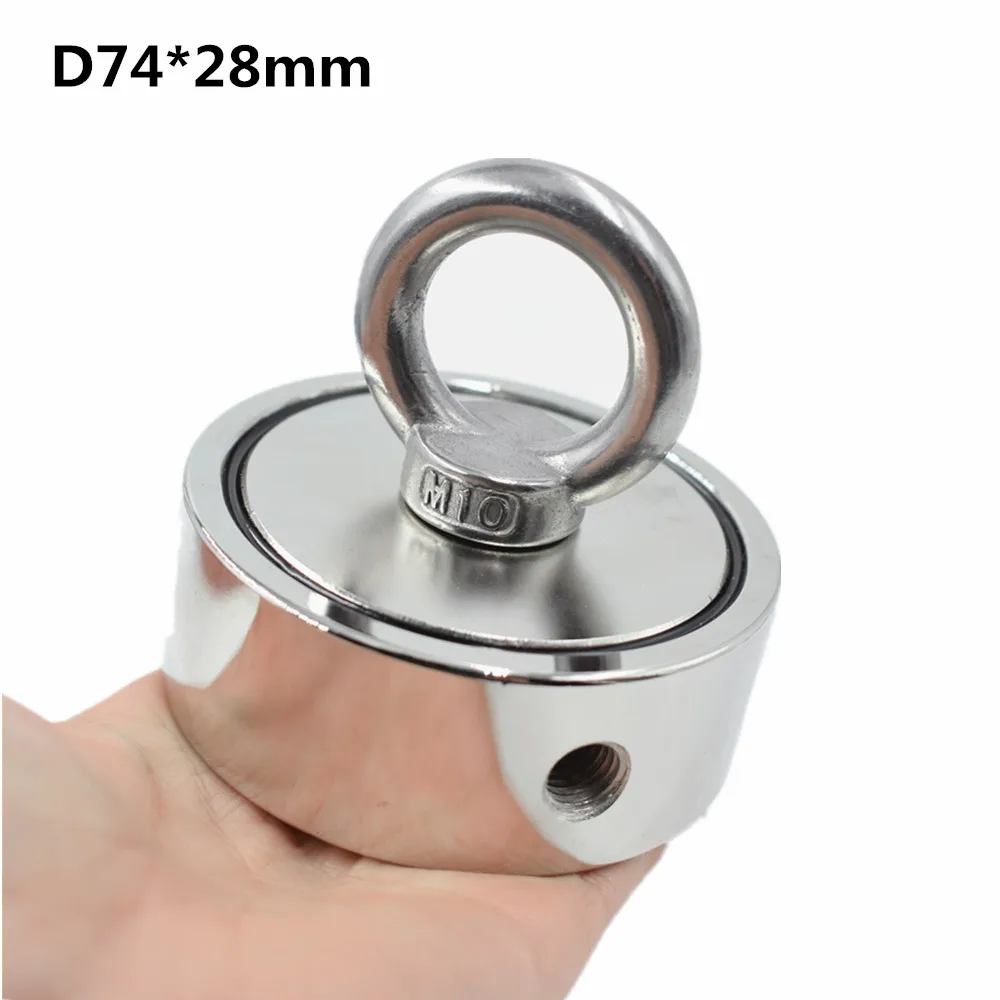 D74x28mm Two Holess Неодимовый магнит двухсторонний сильный спасательный рыболовный магнит 150KGx2 распознавание лица восстановление Стелл чашка NdFeB Тяговый держатель - Цвет: D74x28mm Two Holess