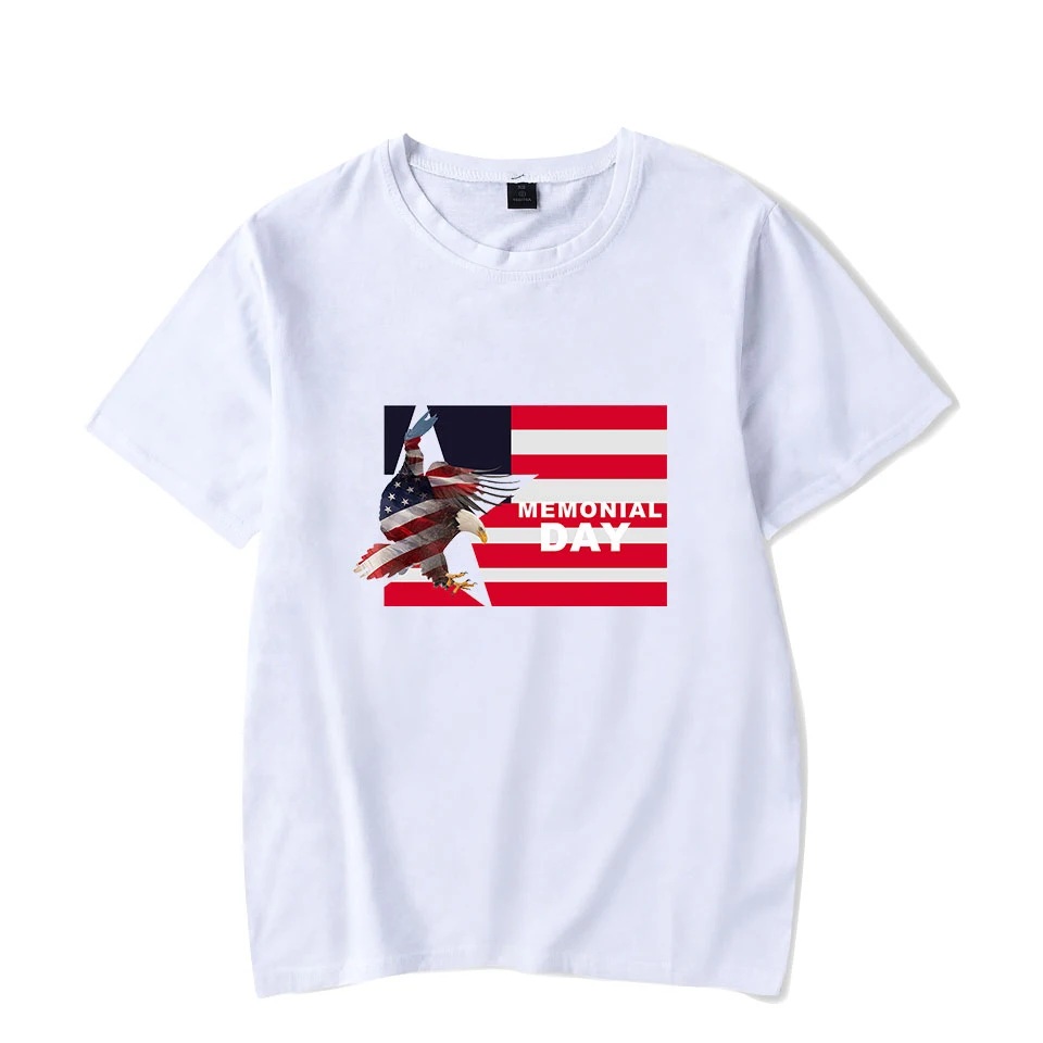 

Aikooki Hot sale Memorial Day White T shirt Men/Women Fashion Casual Hip Hop T Shirt Print Memorial Day Short T-shirt