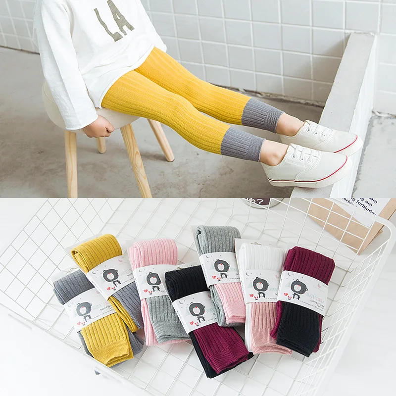 

New female child pantyhose cotton candy color block decoration child legging
