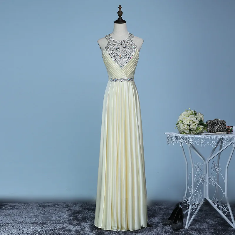 CEEWHY Vestido de Festa de Casamento длинные платья подружки невесты с кристаллами Свадебные Вечерние платья Индивидуальные вечерние платья для выпускного вечера - Цвет: champagne