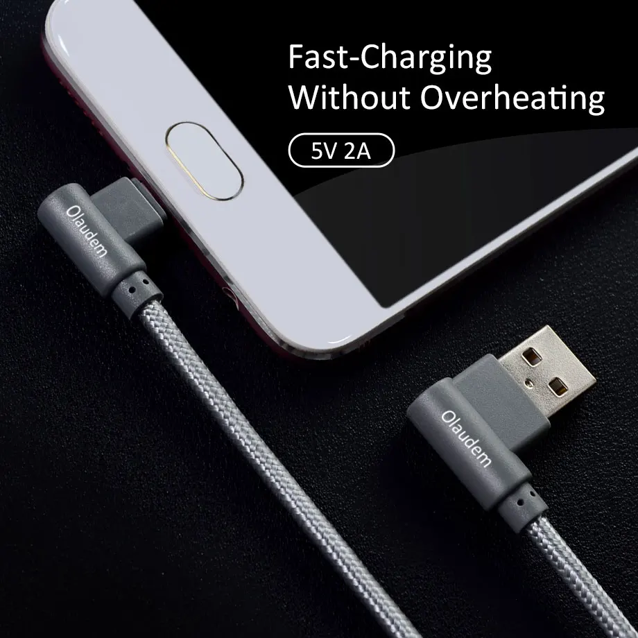 Olaudem кабели для мобильных телефонов 90 градусов кабель Micro USB Android провода зарядный