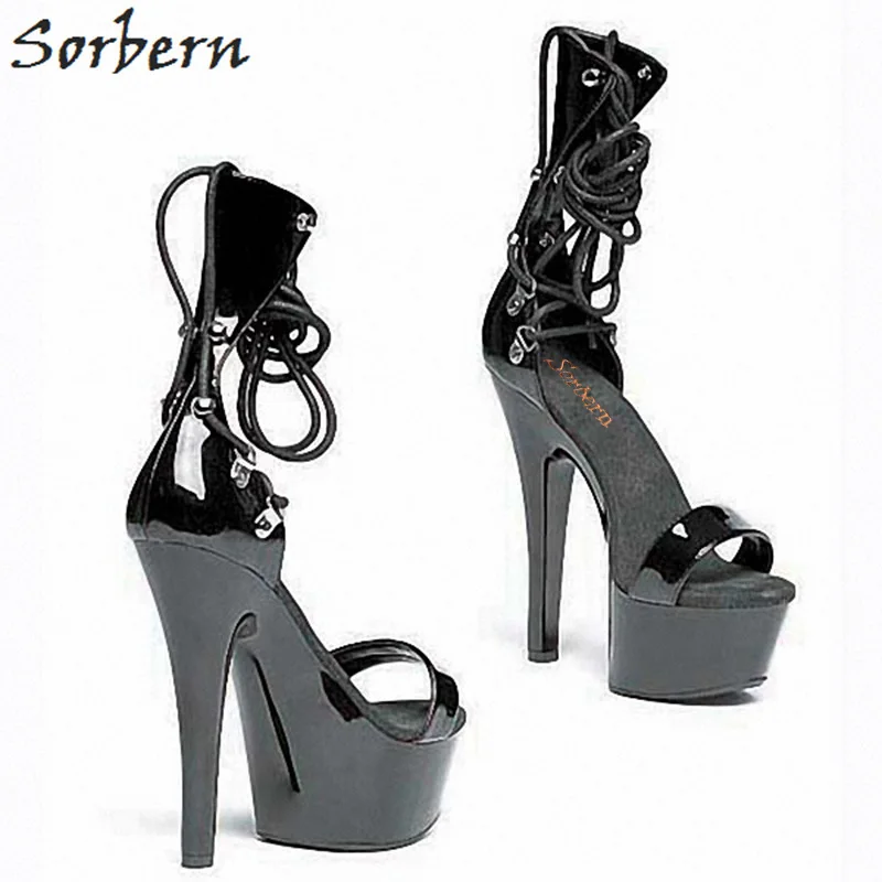 Sorbern Womens Gladiator Sexy Heels Sandals Shoes Woman Summer Black Girl Sandalias Size 8 Ladies Fashion Branded | Обувь