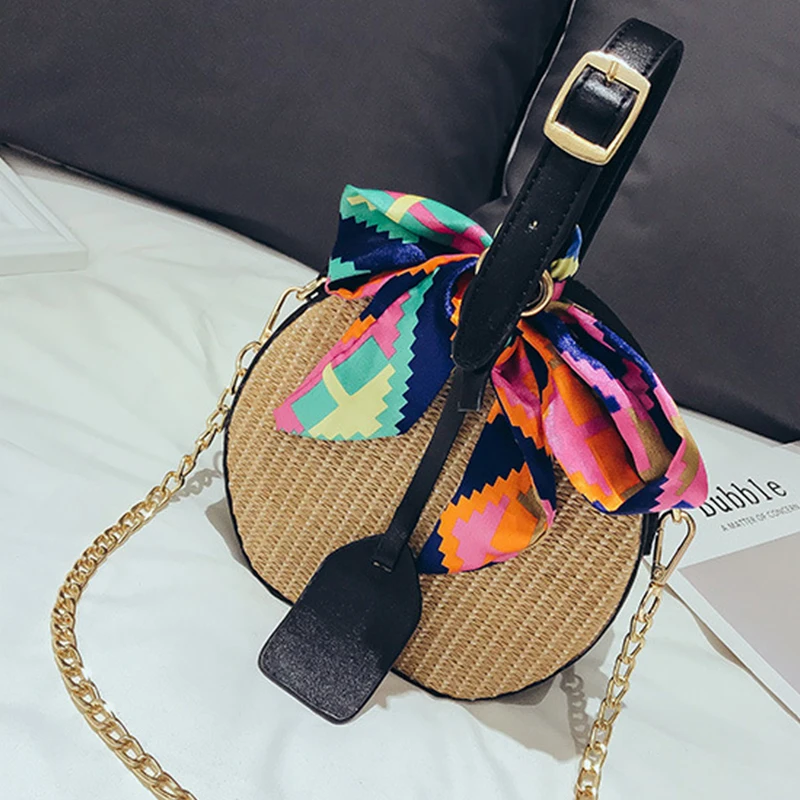 Пляжные подвесные сумки женская летняя сумка на цепочке Дамская круглая