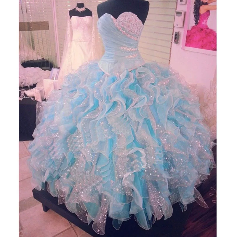 2019 Formal Dresses Fashion Luxury Sweethesrt Sleeveless Organza Elegant Ball Gown Princesa Quinceanera dresses Custom design | Свадьбы и