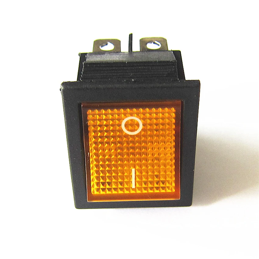 1pc Latching Rocker Switch Power 31x25mm I/O 4 Pins With Light 16A 250VAC 20A 125V/AC KCD4 DPST Yellow Boat | Обустройство дома