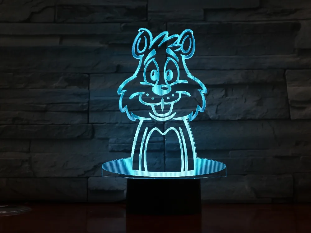 3D лампа с мультяшным Кроликом Оптическая иллюзия 7 цветов настольная