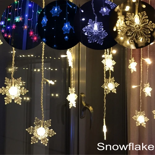 Snowflake Shape Декоративный светильник для занавесок в виде сосульки s 4 м ширина свисает 0,4-0,6 м Звезда Снежинка светодиодная гирлянда светильник для украшения свадеб и праздников - Испускаемый цвет: Snowflake Shape