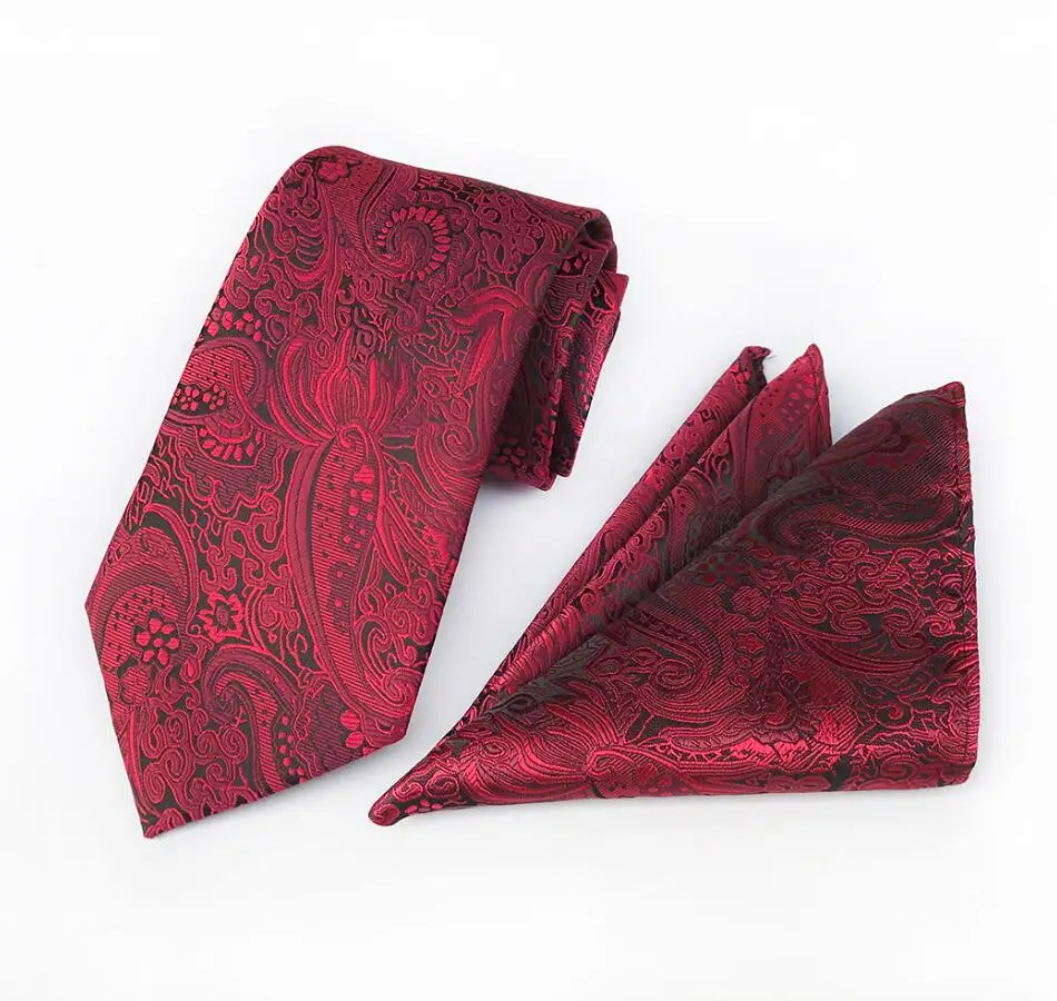 Gusleson 8 см классический галстук Hanky набор для мужской, карманный, квадратный плед Пейсли Цветочные жаккардовые галстуки для мужчин галстук платок Набор - Цвет: 16