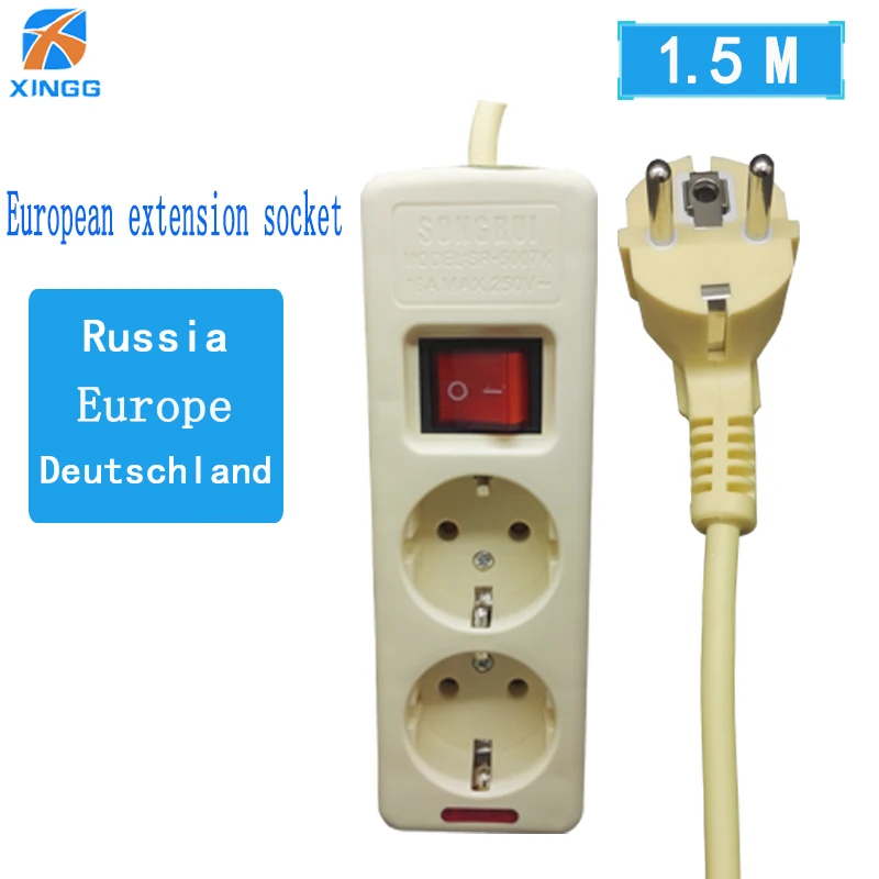 250 В 16А ЕС мощность полосы несколько 2 3 4 5 6 отверстие способ AC розетки разъем удлинитель 4,8 мм 2 Pin с удлинителем шнур