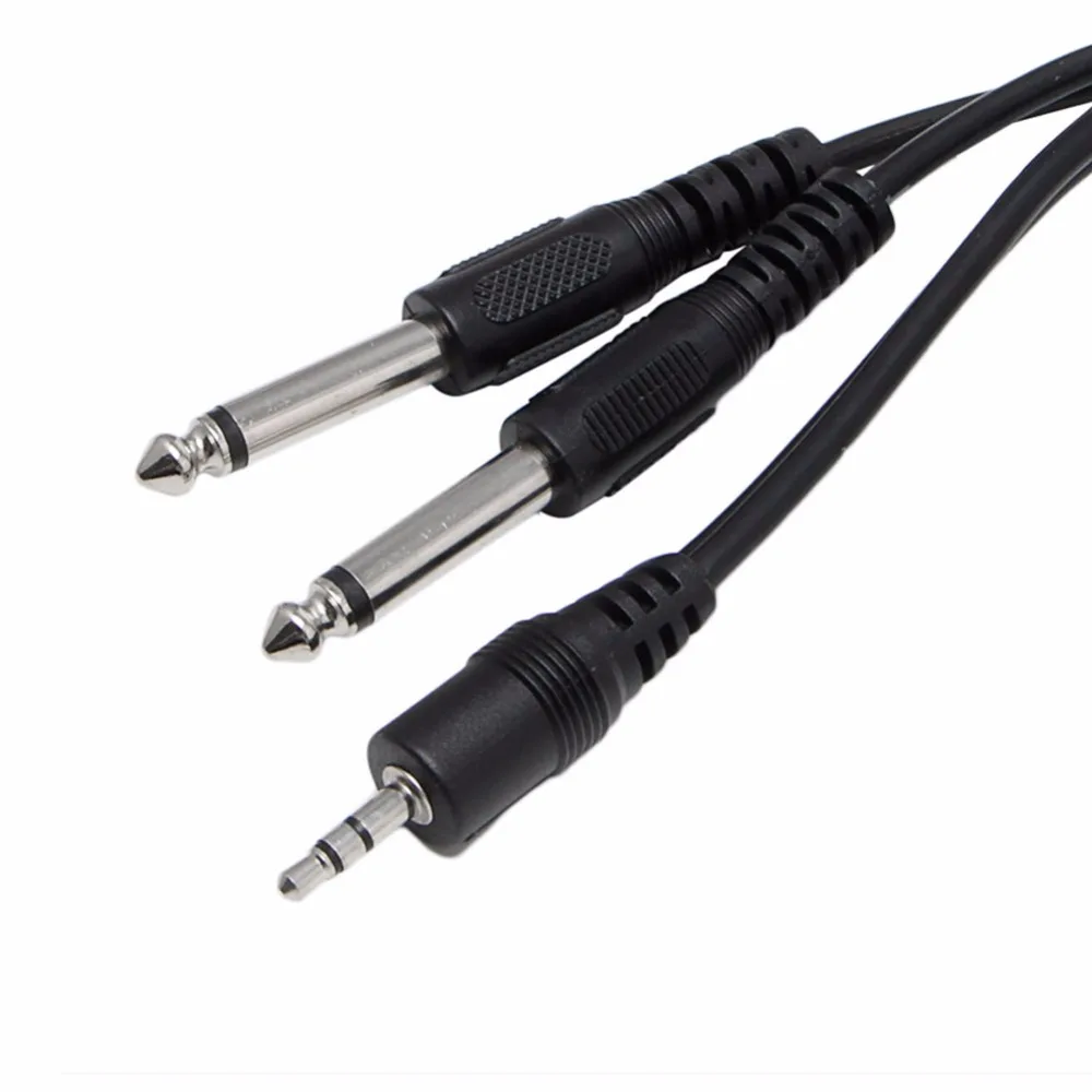 

OOTDTY 1Pc 1.5/3M Double Male 1/4" 6.35mm Mono Jack to Stereo 1/8" 3.5mm Jack Cable Cord