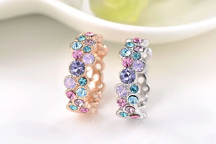 Женское кольцо с австрийским кристаллом разноцветное свадебное Ювелирное