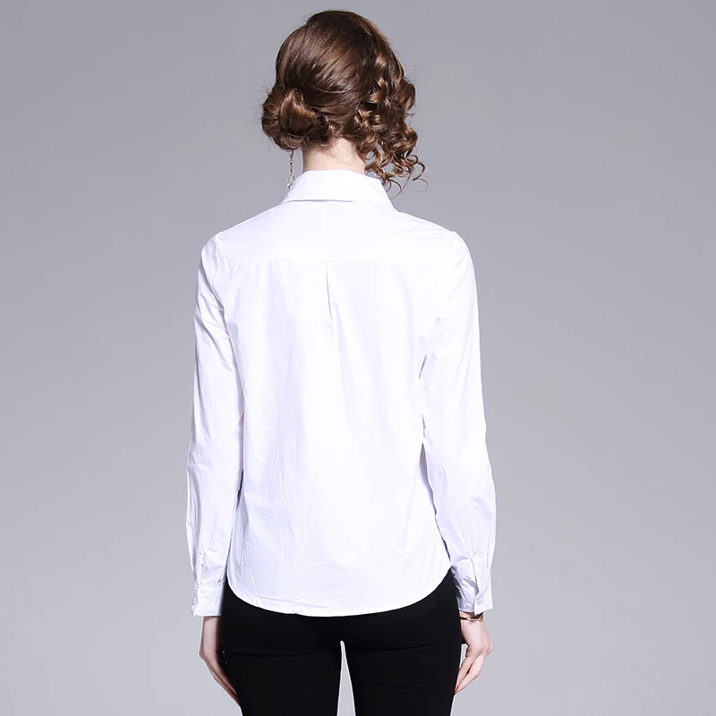 O2019 Новая женская рубашка с принтом блузка отложным воротником |