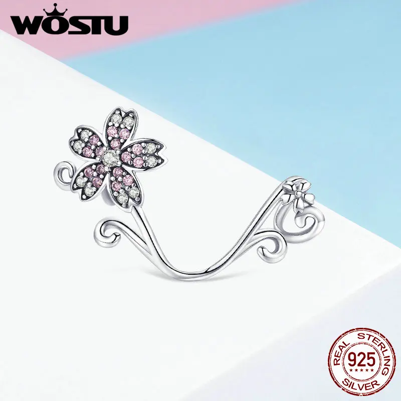 WOSTU, дизайн, 925 пробы, серебро, цветущая вишня, бусины, подходит для браслета и ожерелья, подвеска, сладкие культивированные ювелирные изделия, FIC1033
