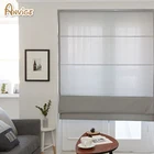 Современные синие полосатые хлопковыельняные Римские Оттенки, легко устанавливаемые моющиеся занавески s, пользовательские драпировки для оконных штор