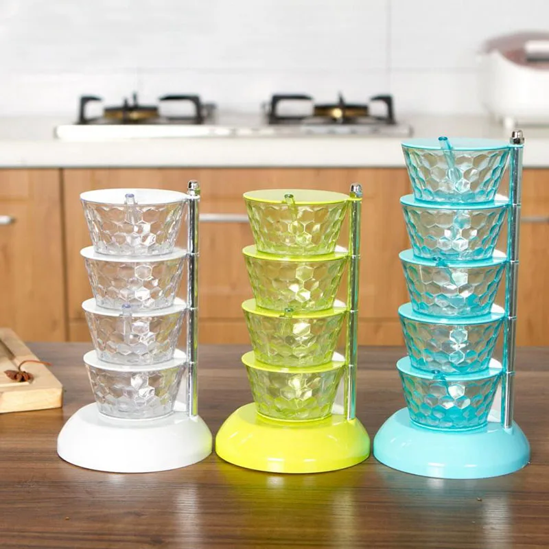 4 слойная модная цветная подставка для приправ с кристаллами вращающаяся на 360