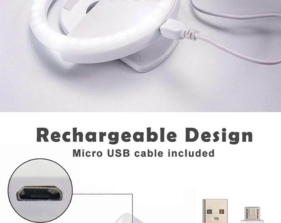 Roreta USB зарядка 36 светодиодный светильник для селфи для Iphone светильник ing Ночная тьма фотография селфи кольцевой светильник для всех смартфонов