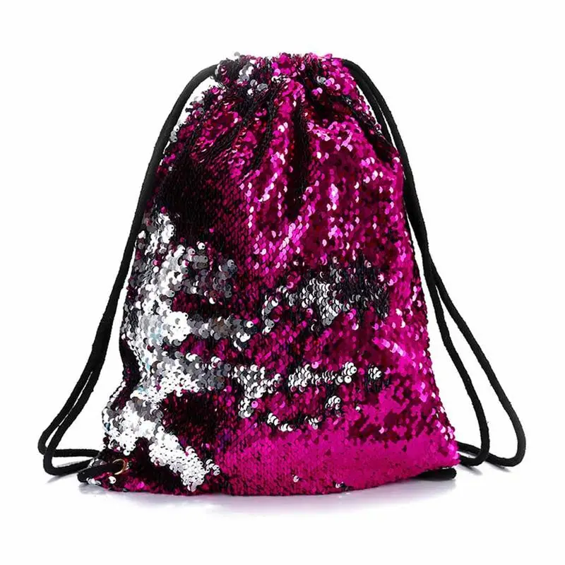 Модная Русалка Блестки Drawstring рюкзак для женщин блестящие сумки на плечо