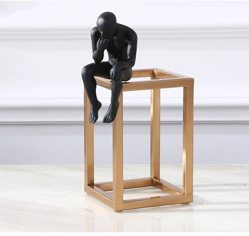Thinker Rodin скульптура Золотая рамка из нержавеющей стали настольное украшение современная элегантная мягкая домашняя декоративная фигурка украшение - Цвет: A