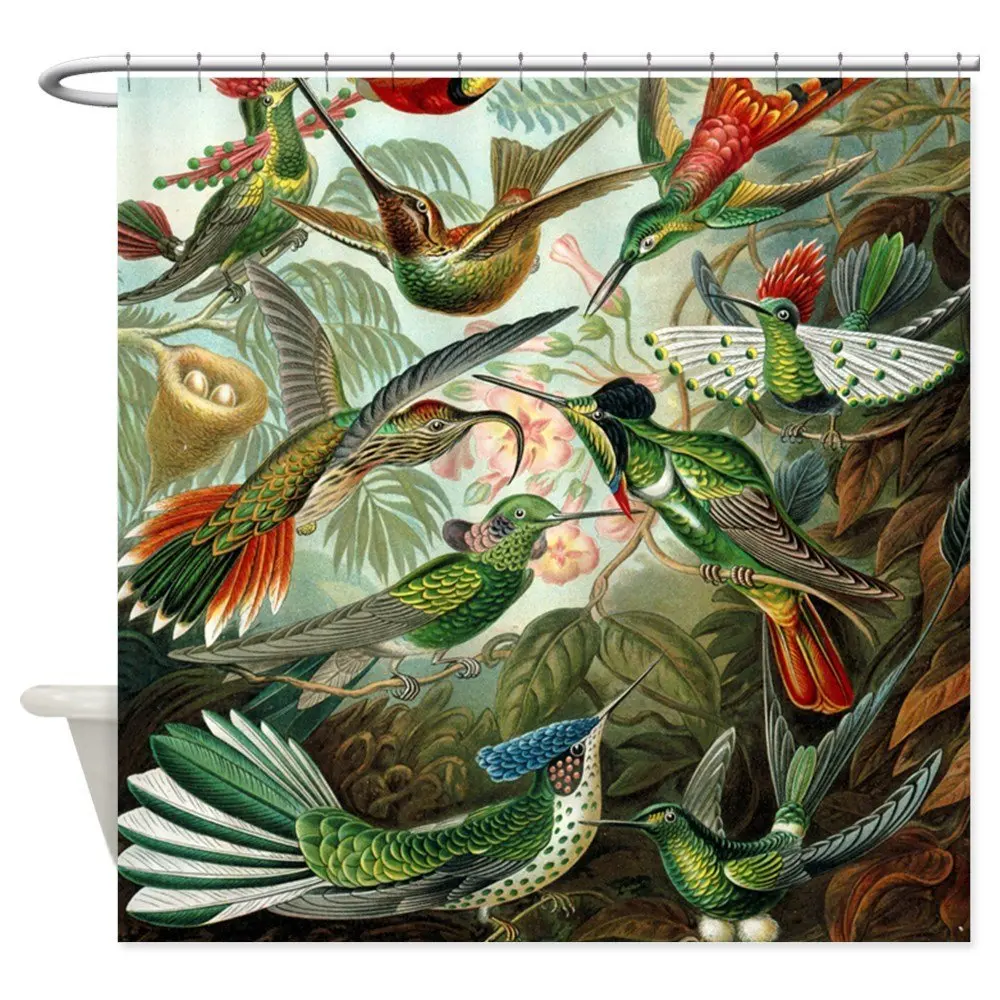 Винтажная декоративная тканевая занавеска для душа Haeckel Hummingbirds набор