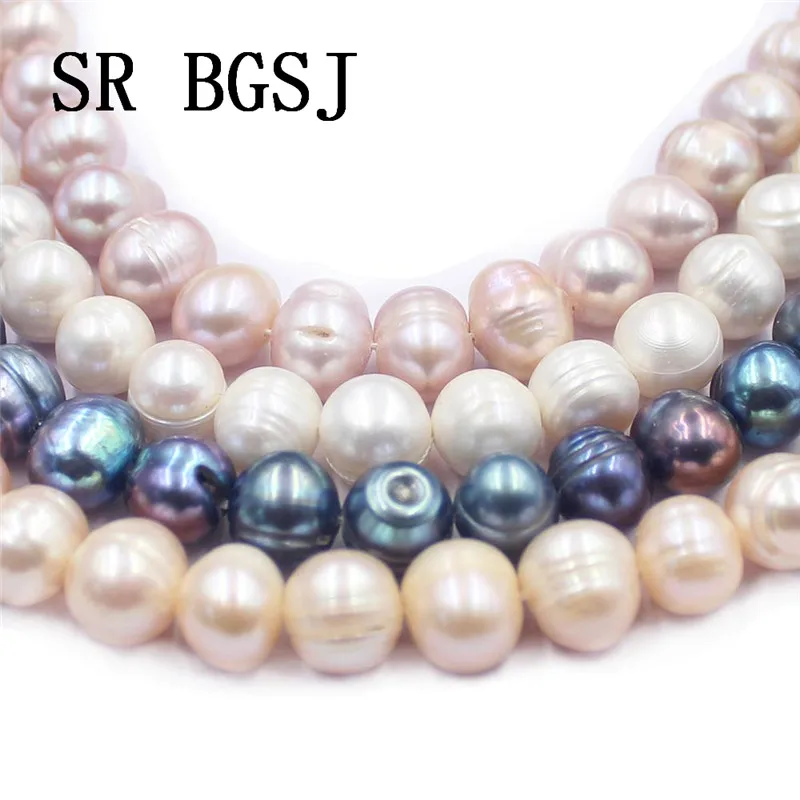 Free Shipping 10 11mm White Pink Purple Black Nearly Round Natural Freshwater Pearl Loose Beads 15&quot|Бусины| |