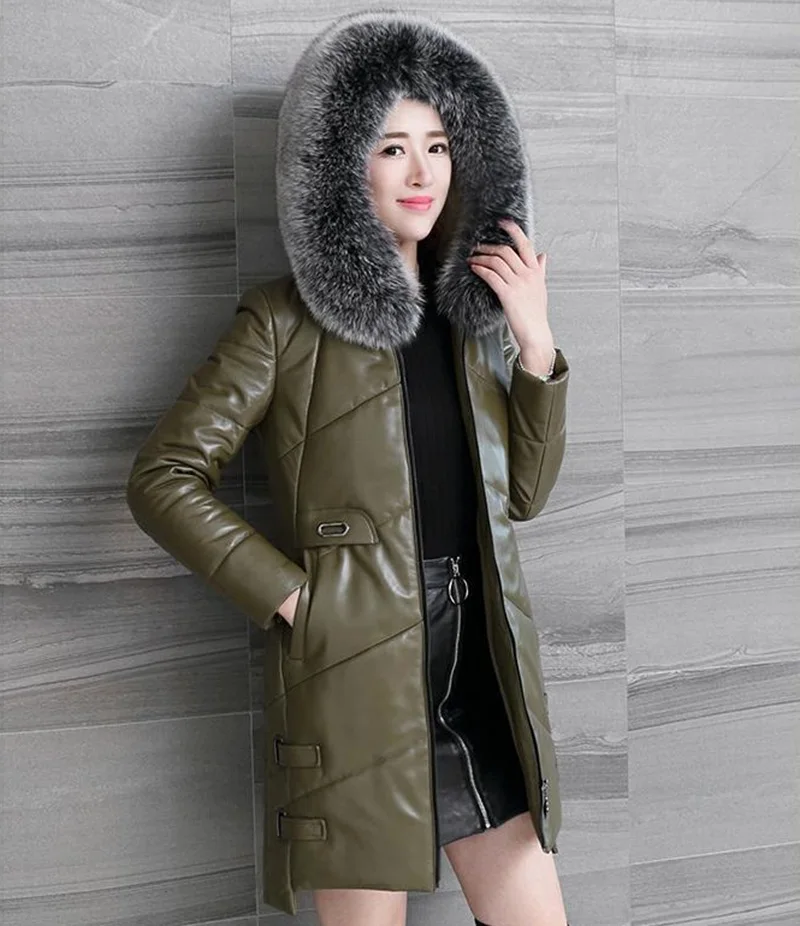 Роскошная замшевая парка из натуральной овечьей кожи куртка с капюшоном лисьего