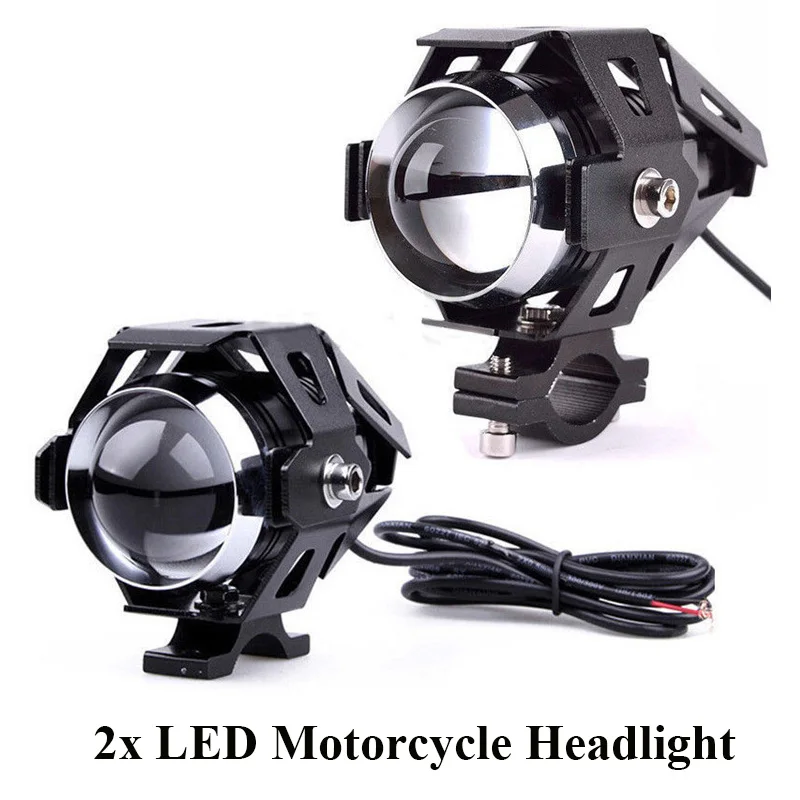 Black 2 Светодиодный мото rcycle головной светильник U7 125 Вт 12 В 2 шт 125 Вт мото rbike Точечный светильник ангельские глазки вспомогательный яркий противотуманный головной светильник для вождения мото светильник - Цвет: Black 2