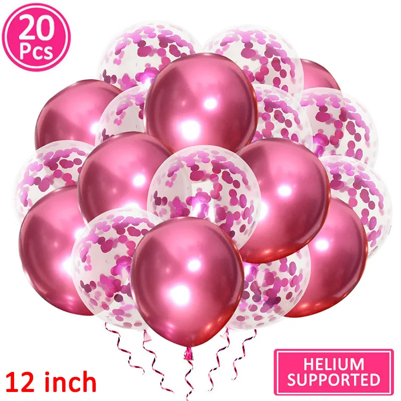 hot pink 2 20 штук металлические жемчужные латексные шары День рождения украшения для детей, для свадьбы или «нулевого дня рождения» "сделай сам" девичник столовые принадлежности для мальчиков и девочек - Цвет: hot pink 2