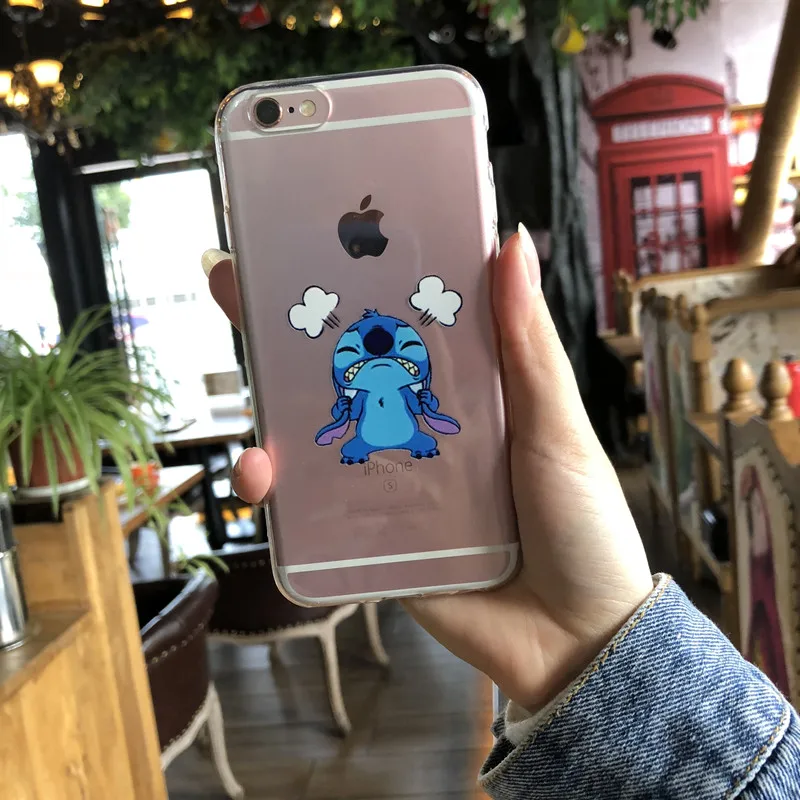 Мягкий силиконовый чехол для iphone 5s 5 SE мультфильм Coque 6 S 7 Plus 8 X прозрачный стежка |