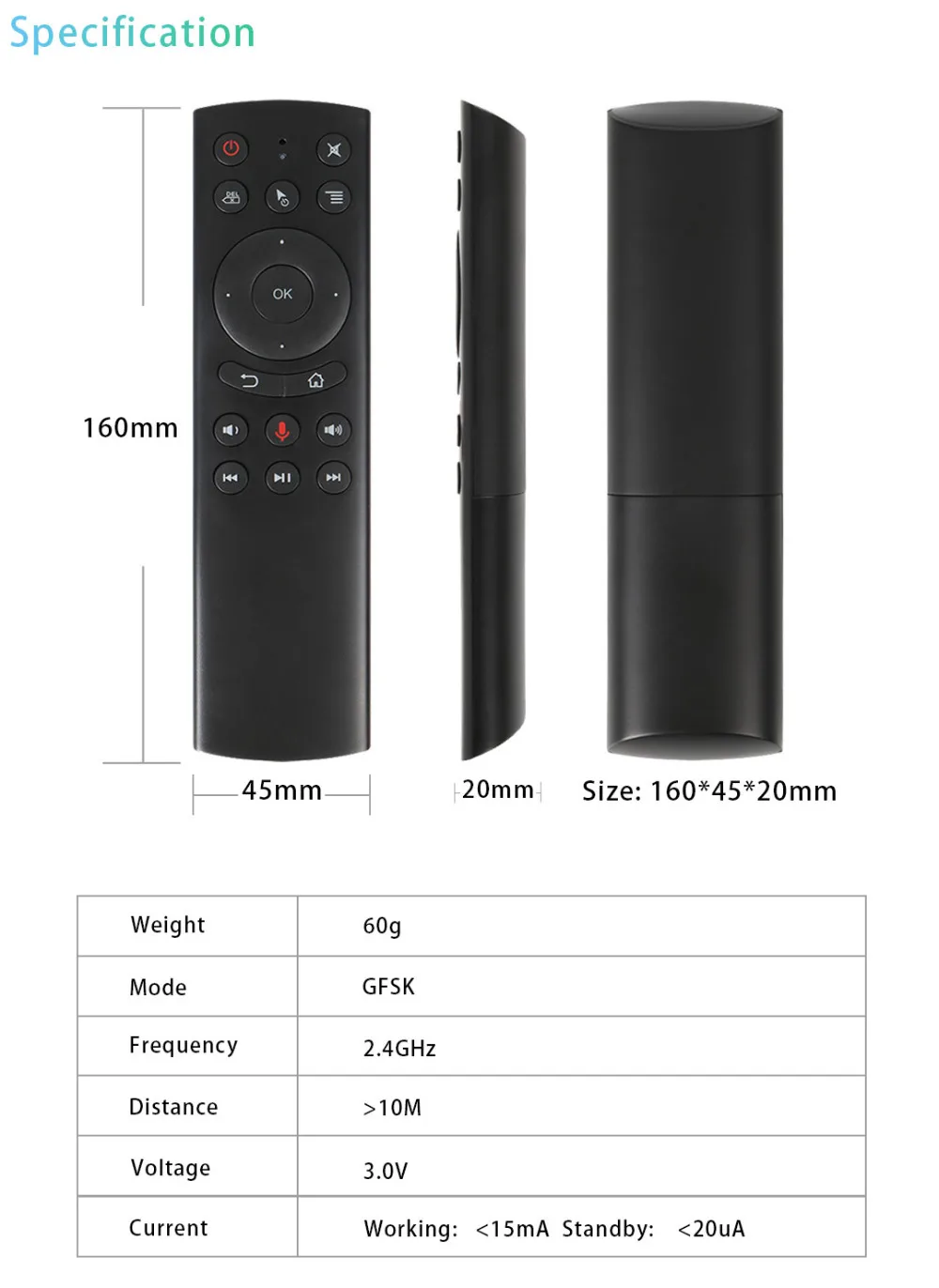 Wechip G20 Gryo Voice беспроводной пульт дистанционного управления Air Mouse 2 4G с клавиатурой