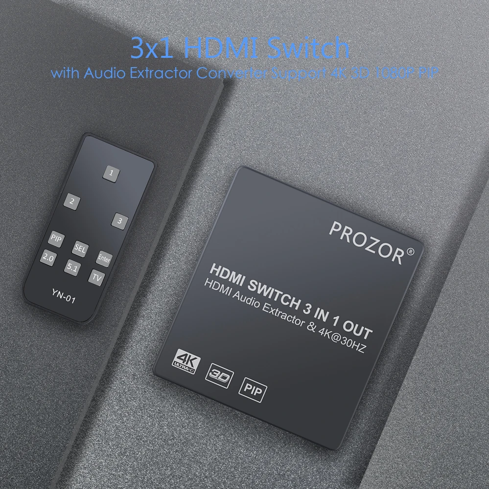 Коммутатор Prozor 4K 5x1 3x1 HDMI с функцией PIP 3D 1080P коммутатор с аудио экстрактором оптический Toslink SPDIF(5x1 без PIP