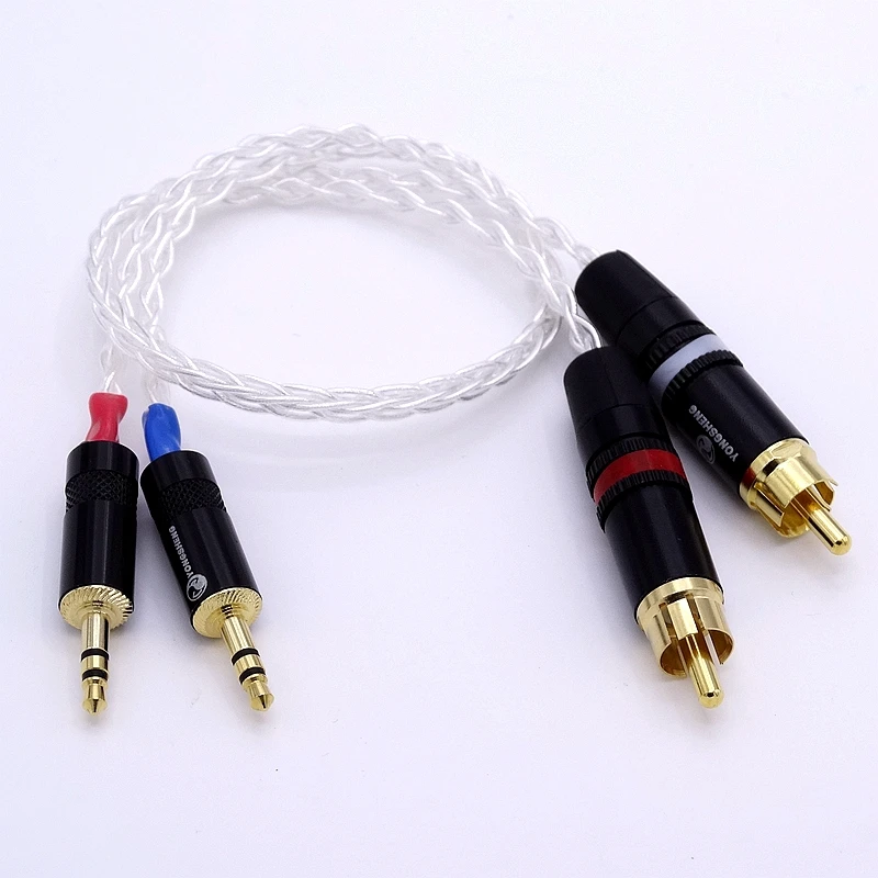 Кабель с серебристым покрытием 8 ядер 3 5 мм 2 RCA штекер аудио адаптер для Sony PHA Pino