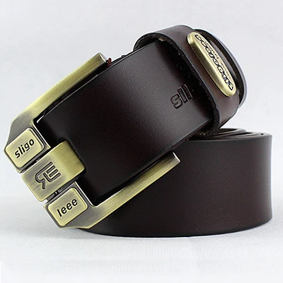 Bycobecy Ceinture Homme Cuir настоящая широкая пряжка Пряжка бизнес люксовый бренд Heren Riem Винтажный Мужской ремень из коровьей кожи - Цвет: Coffee S0308