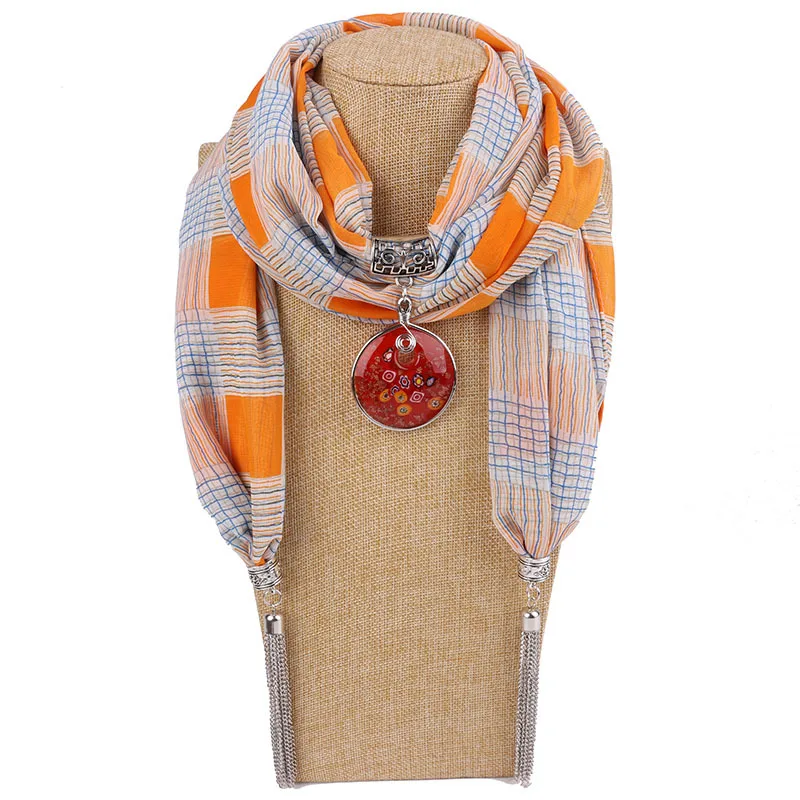 RUNMEIFA Роскошные брендовые акриловые ювелирные изделия кулон ожерелье шифон шарф