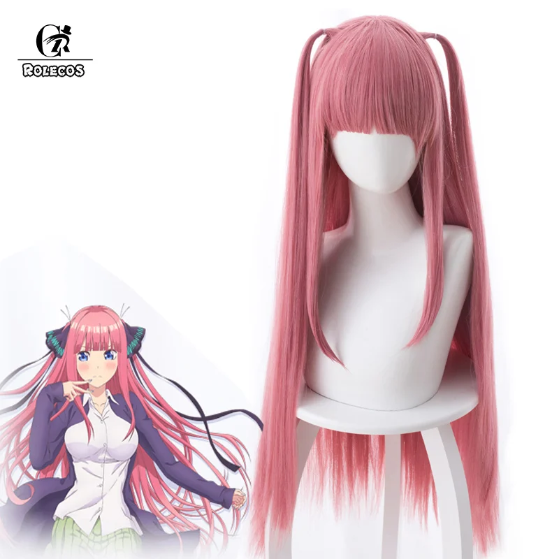 ROLECOS Gotoubun no Hanayome косплей волос Nino Nakano длинные волосы 80 см quintestinal пышные розовые