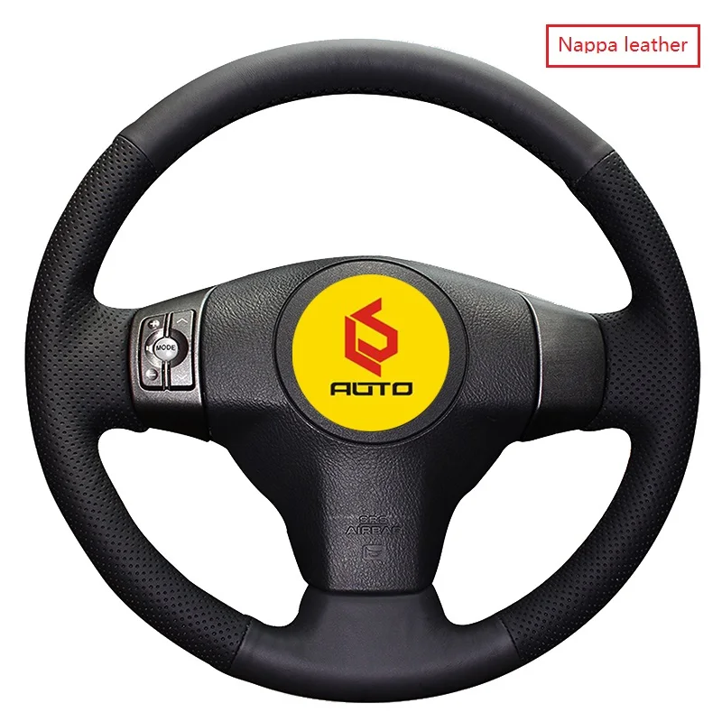 Оплетка на руль для Toyota Yaris Vios RAV4 2006-2009 Scion XB 2008 кожаный чехол на руль - Название цвета: black nappa