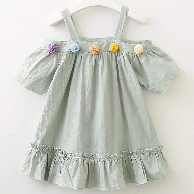 Платья для девочек 2018 новые летние Детская Одежда милые волосы мяч ремни без