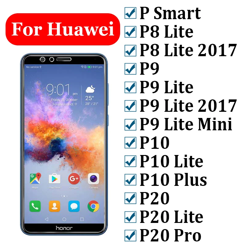 Защитное закаленное стекло для Huawei P9 Lite 2017 P Smart P8 P10 Plus P20 Pro|Защитные стёкла и