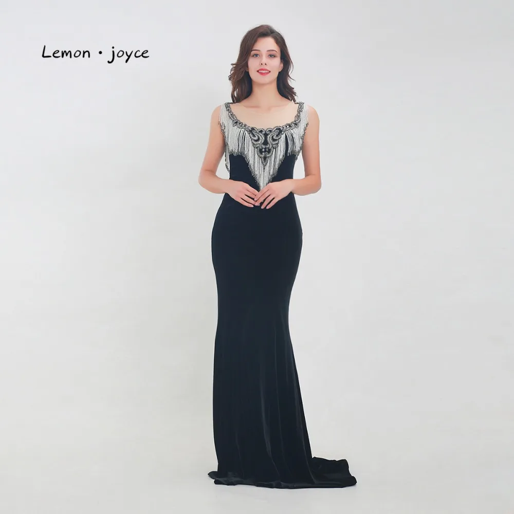 Женское вечернее платье Lemon joyce черное с о вырезом длиной до пола со