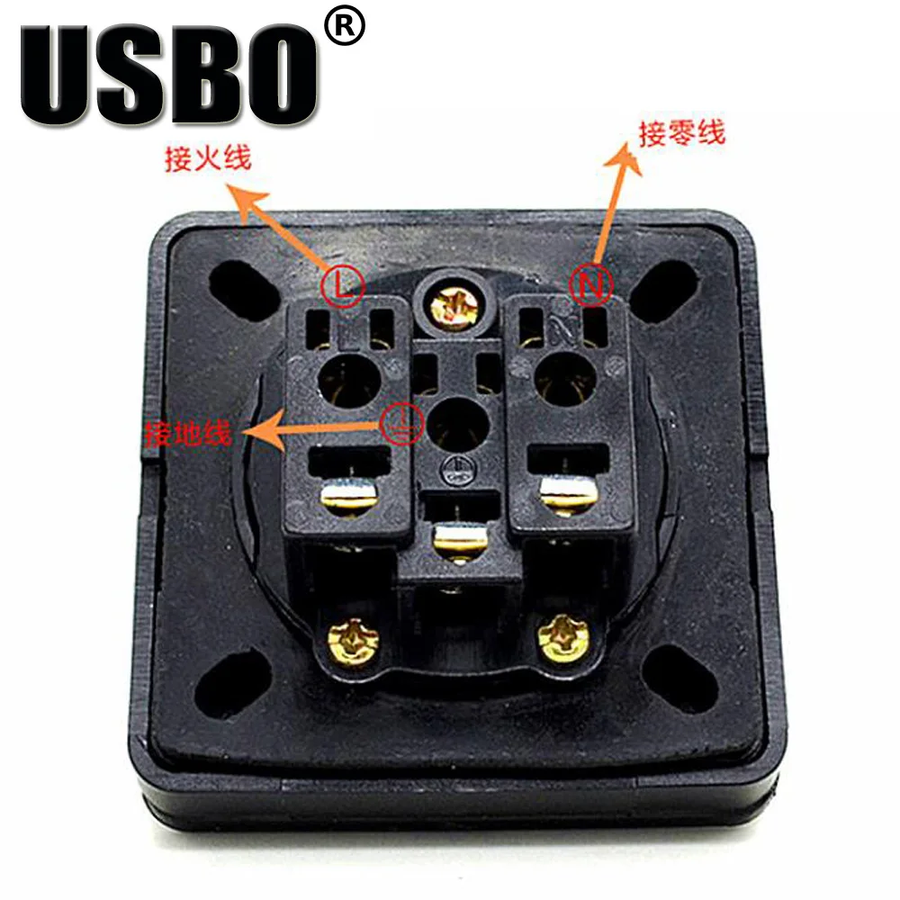 Черная квадратная крышка, гнездо типа карты IP54 10A/20A 250 V, Бразильская розетка питания переменного тока, Пылезащитная и водонепроницаемая промышленная розетка для сборки