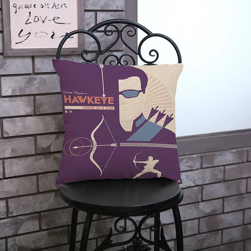 Подушечка для дивана из хлопкового льна "Film Avenger League 2" в домашнем европейском стиле для украшения автомобиля, подарка, спальни. Наволочка для подушки 45*45 см.