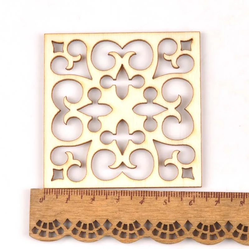 5Pcs/set Wood Handicraft hollow square DIY Wooden Crafts Scrapbookings Accessories Embellishment decorations 70mm MT1933 | Дом и сад