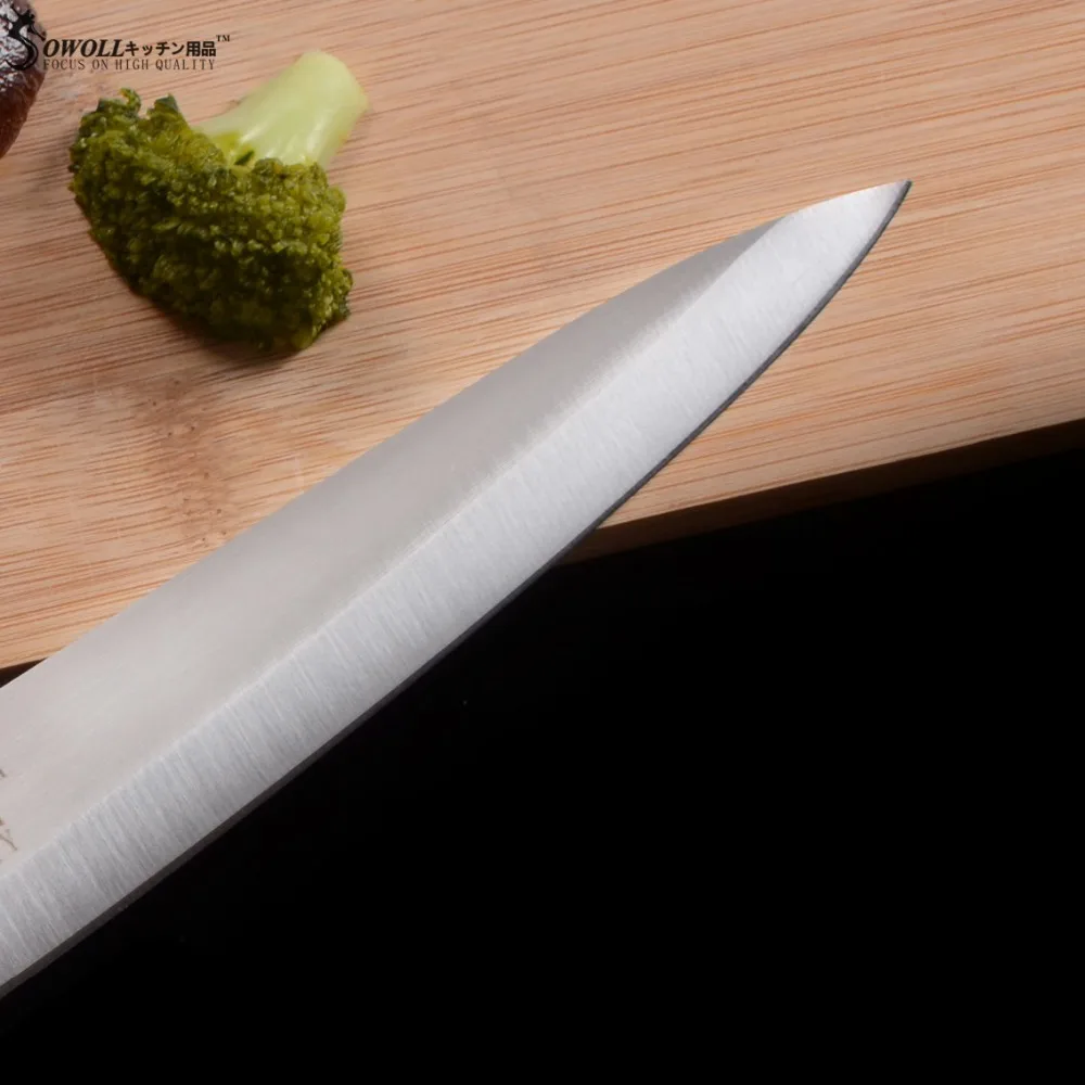 SOWOLL, фирменный 8 дюймовый нож Sashimi, Высококачественный нож из нержавеющей стали, ручная работа, с антипригарной ручкой, кухонный нож в японском стиле