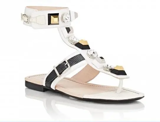 2018 Популярные разноцветные сандалии с ремешком на щиколотке шипами летние