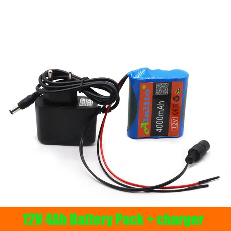 Alalito 12V 4000mAh 18650 литий ионная аккумуляторная батарея для камеры видеонаблюдения 3A