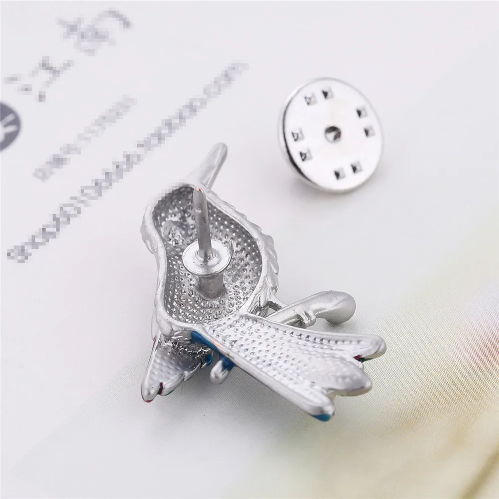 new year gift Enamel Bird Collar Pin silver color Rhinestone Animal Mini Brooch for women&ampmen Garment Suit Accessories | Украшения и