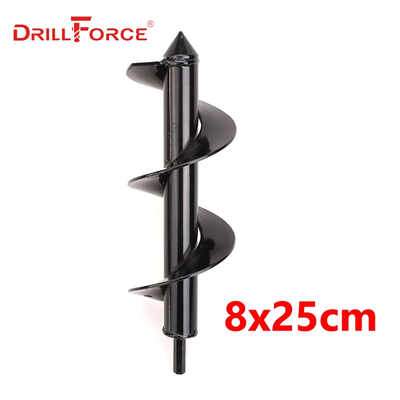 Drillforce садовый плантатор спиральное сверло Цветочная лампа шестигранный вал шнек Садоводство постельные принадлежности посадочный пост отверстие экскаватор инструменты - Цвет: 8CMx25CM