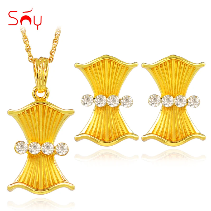 Sunny Jewelry Винтажные Ювелирные наборы для женщин колье серьги кулон кубический